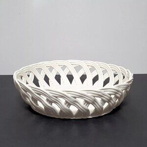 NEW RARE Pottery Barn Large Ceramic Weave Serving Bowl 13.75" diam, 3.5" h